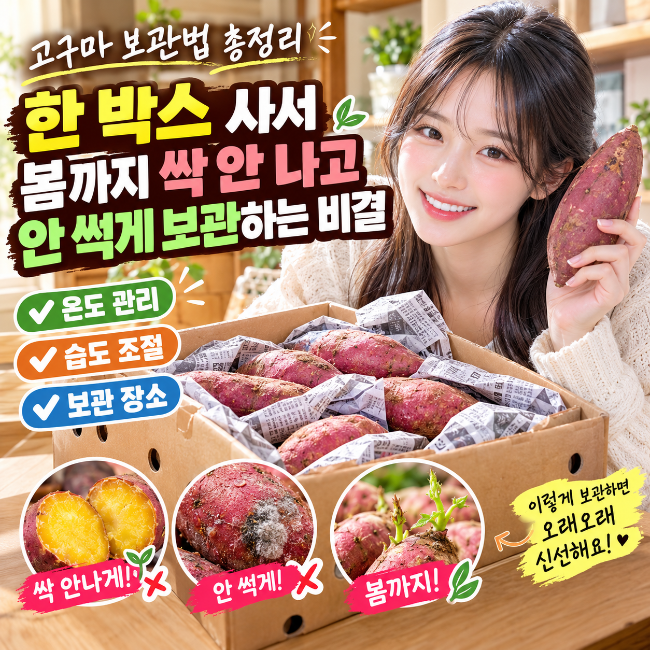 고구마 보관법 총정리: 한 박스 사서 봄까지 싹 안 나고 안 썩게 보관하는 비결