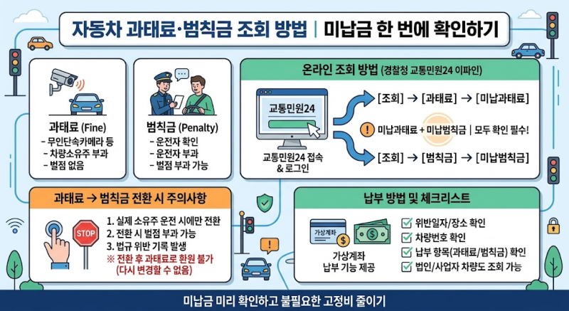 자동차 과태료·범칙금 조회 방법｜미납금 한 번에 확인하기