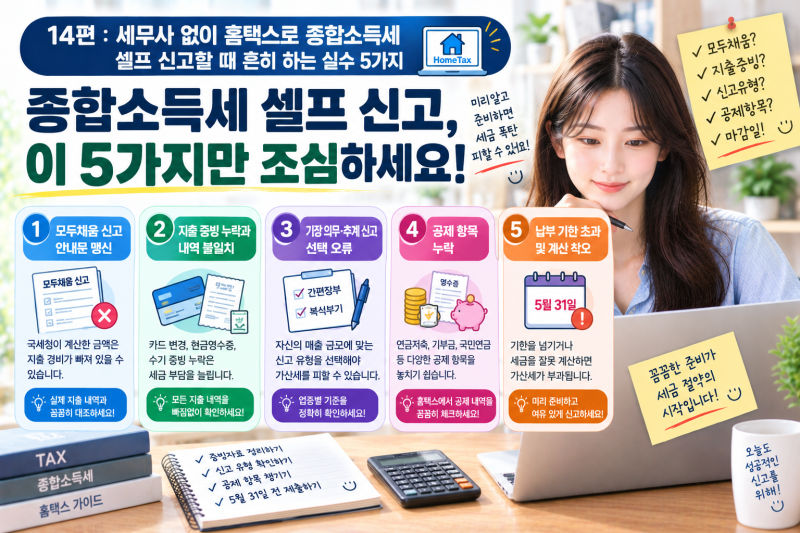 세무사 없이 홈택스로 종합소득세 셀프 신고할 때 흔히 하는 실수 5가지