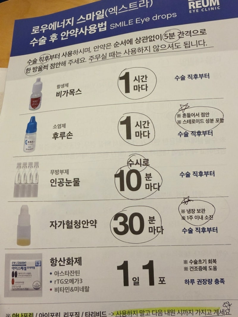 스마일라식 후기(수술 당일, 다음 날)