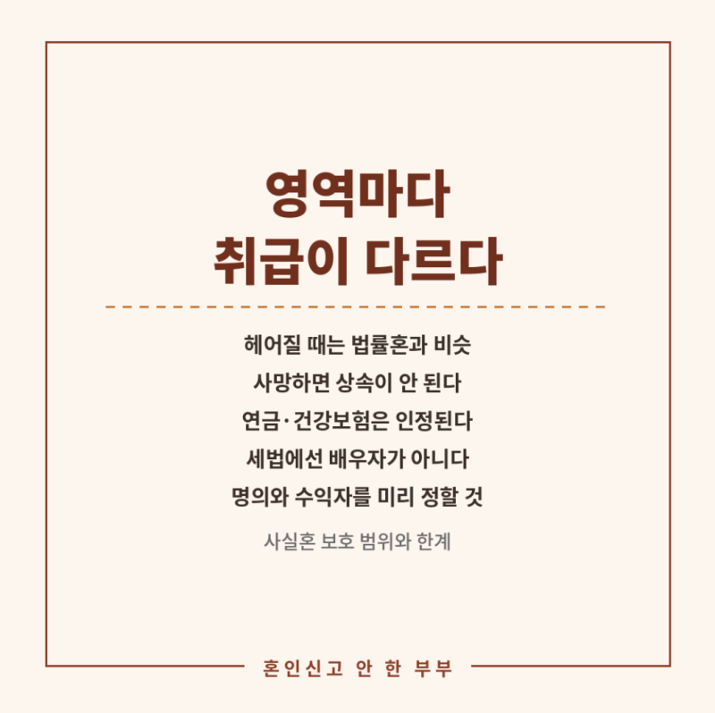 혼인신고 안 한 부부의 사실혼 권리, 사실혼 보호 범위와 사실혼 재산의 한계