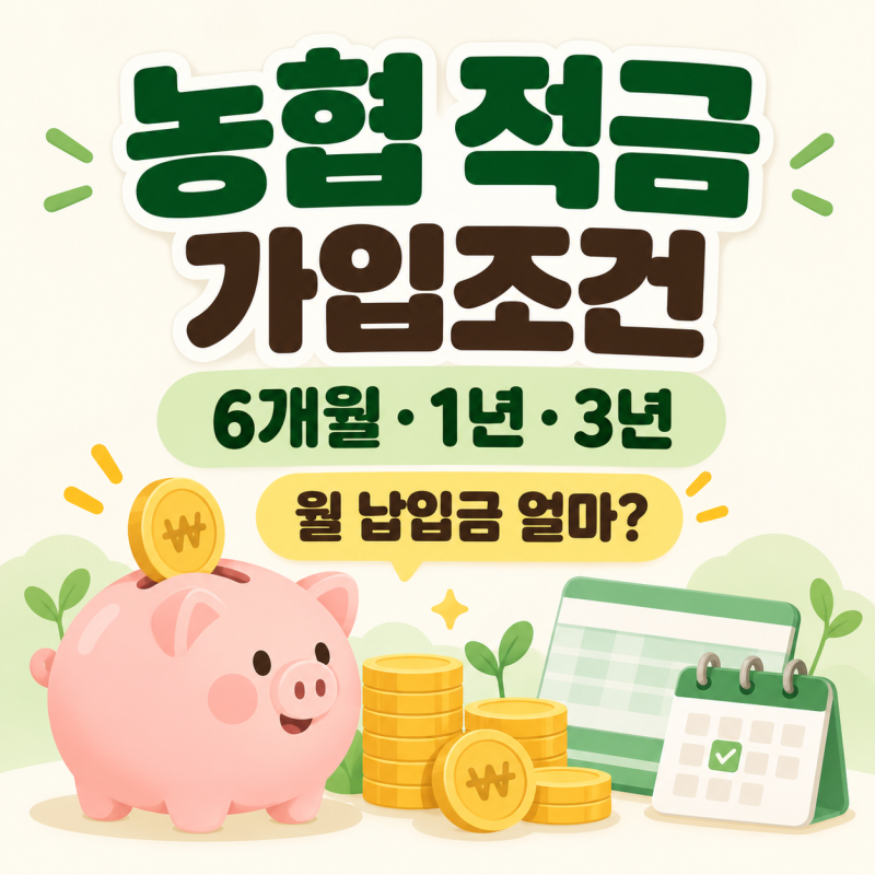 농협 정기적금 가입조건｜6개월·1년·3년, 목표금액별 월 납입금 정리