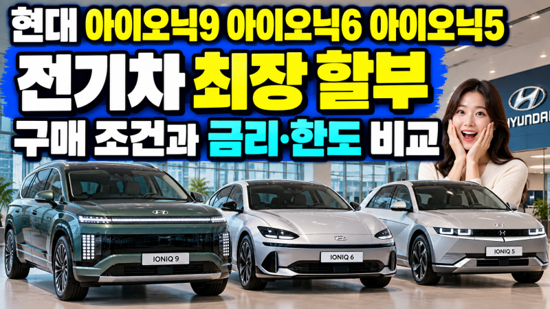 현대 아이오닉9 아이오닉6 아이오닉5 전기차 최장 할부, 구매 조건과 금리·한도 비교
