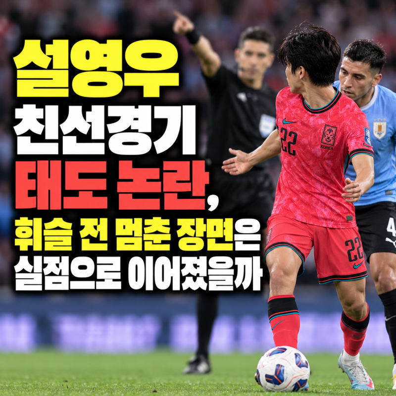 설영우 친선경기 태도 논란 휘슬 전 멈춘 장면은 실점으로 이어졌을까
