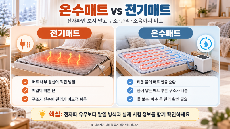 온수매트 vs 전기매트 차이, 전자파 때문에 온수매트를 골라야 할까?