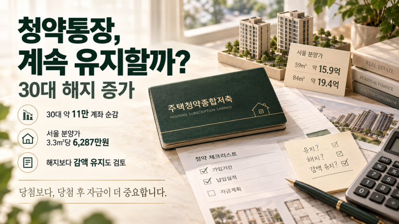 청약통장 해지하는 30대 늘었다｜집값·분양가 비싼데 계속 유지할 이유 있을까?