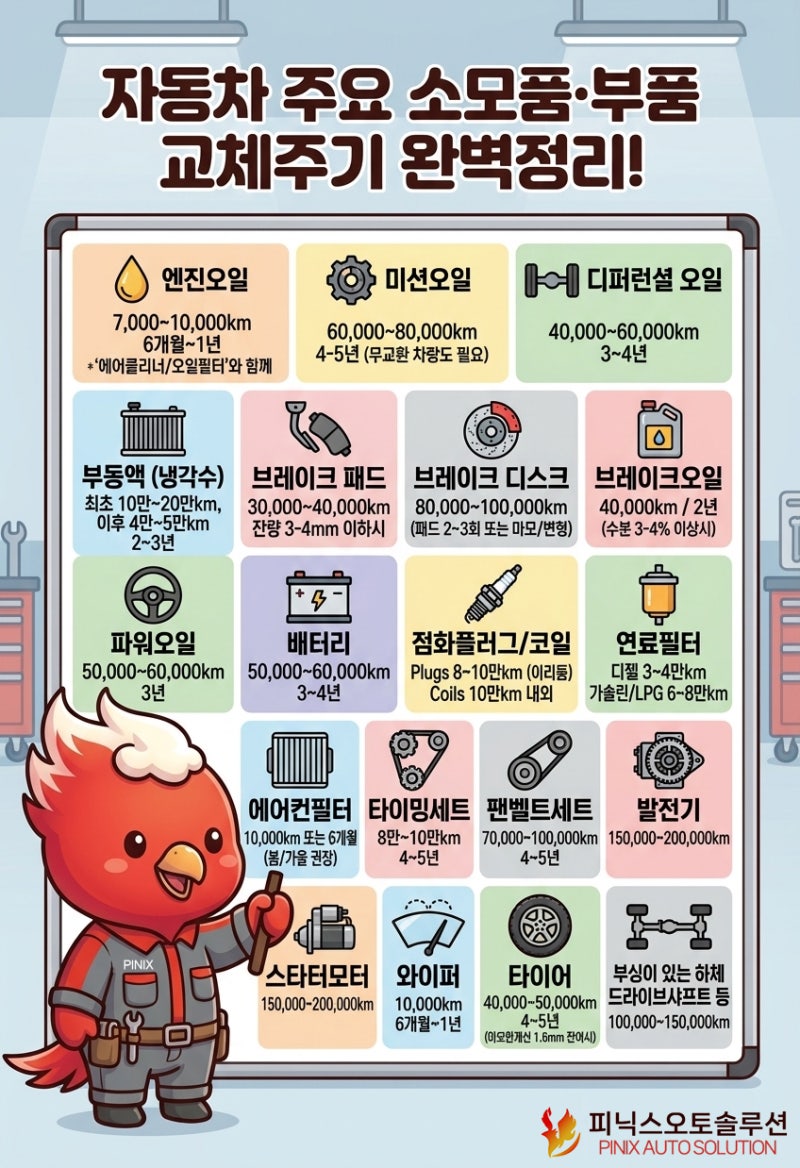 자동차 소모품발 교체주기~! 예방정비