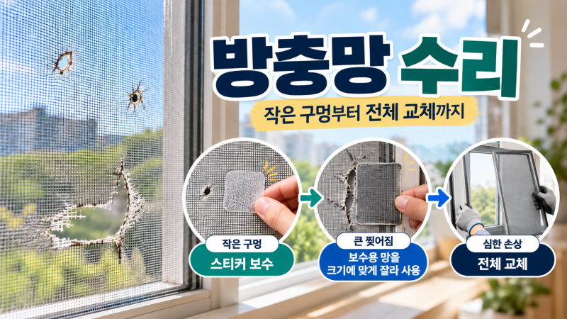 방충망 수리 어디까지 셀프로 될까? 손상 상태별 보수·교체 방법