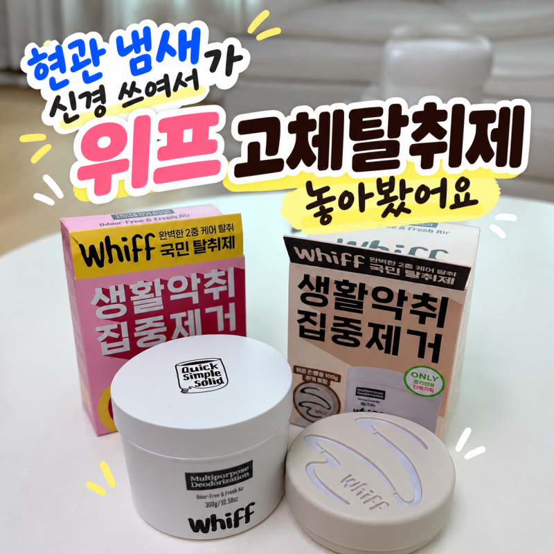 현관 냄새가 신경 쓰여서 올리브영 위프 고체탈취제 놓아봤어요