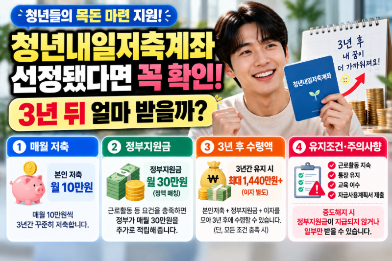 청년내일저축계좌 선정됐다고 끝이 아닙니다｜3년 뒤 얼마 받고, 중도해지하면 어떻게 될까?