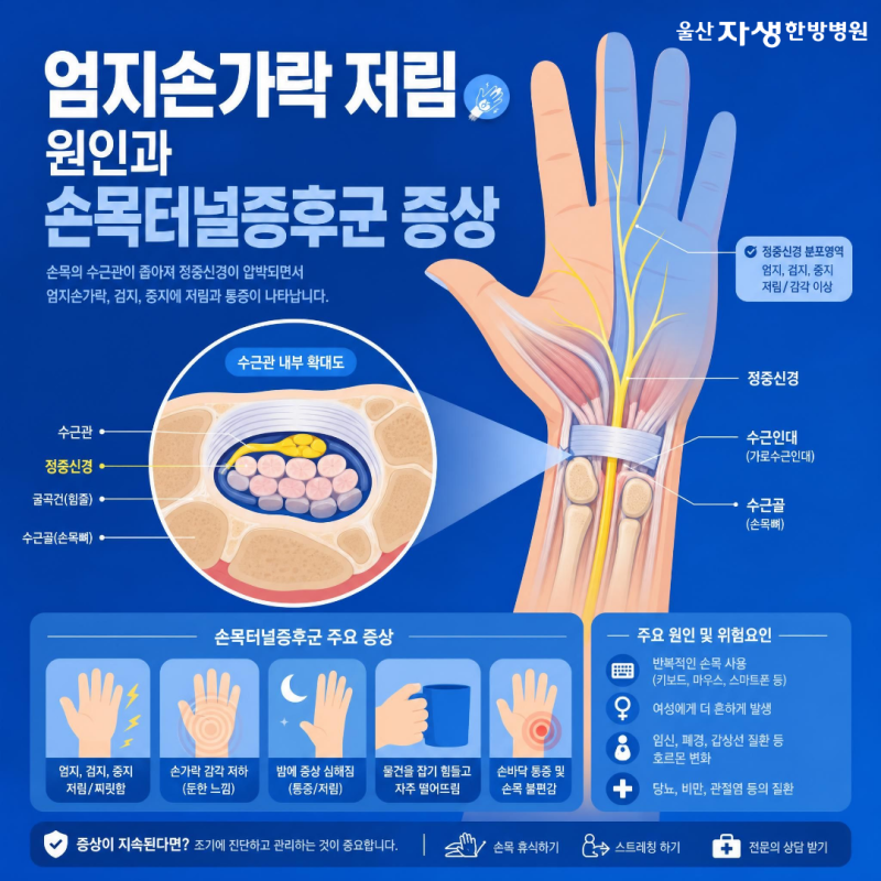 엄지손가락 저림 원인과 손목터널증후군 증상 확인하기