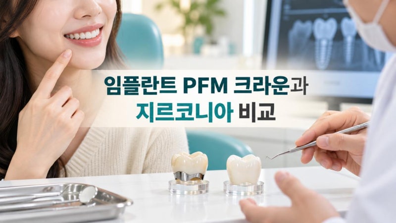 임플란트 보철물 종류: PFM 크라운 잇몸 변색 단점과 지르코니아 비교