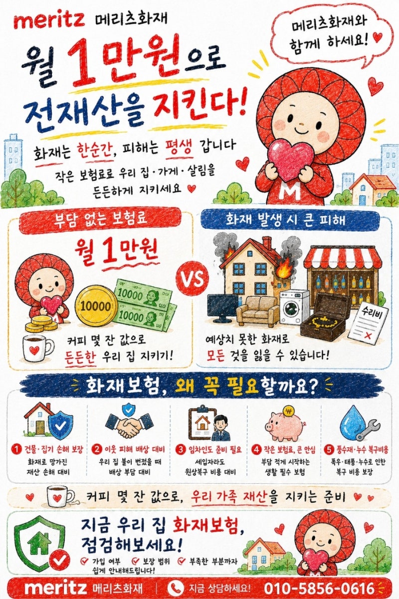 월 1만원으로 준비하는 우리 집 화재보험