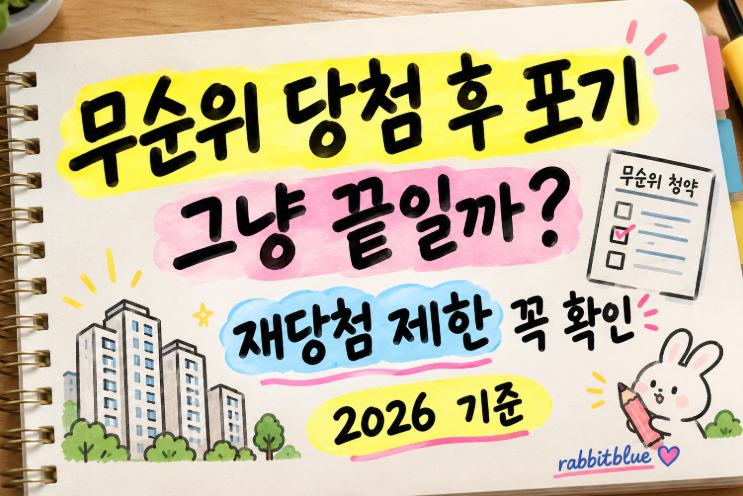 2026 무순위 청약 당첨 후 포기하면?｜청약통장·재당첨 제한·부적격 차이 총정리