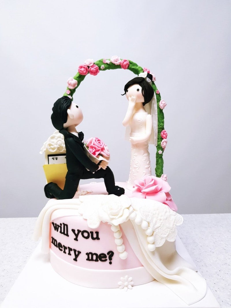 프로포즈 케이크｜Will You Marry Me? 웨딩 슈가케이크 주문제작