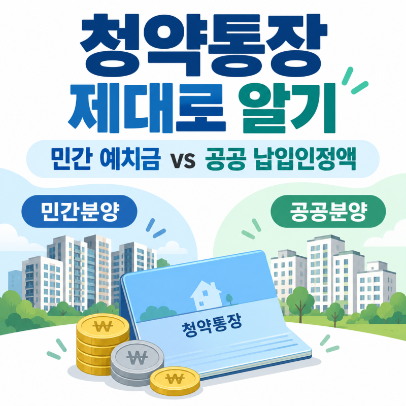 청약통장 제대로 알기｜민간분양 예치금·공공분양 납입인정액 차이