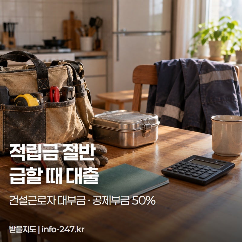 건설근로자 대출 공제부금 50%, 수술비·학자금 급할 때 신청하세요