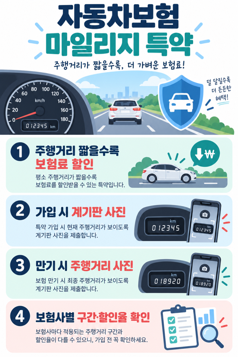 자동차보험 마일리지 특약 할인 주행거리 짧으신 분들은 꼭 확인해보세요!