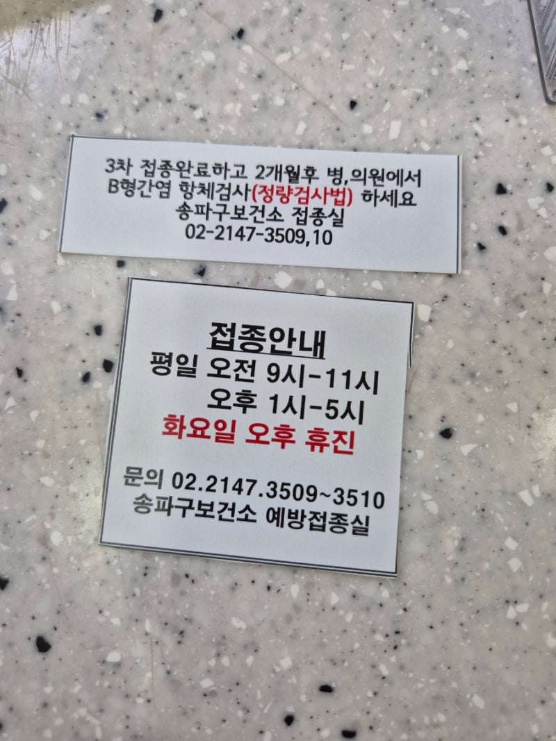 "얘 너 남의 동네 보건소를 왜 가니!" 엄마 잔소리 물리치고 송파구 보건소 B형 간염 주사맞으....