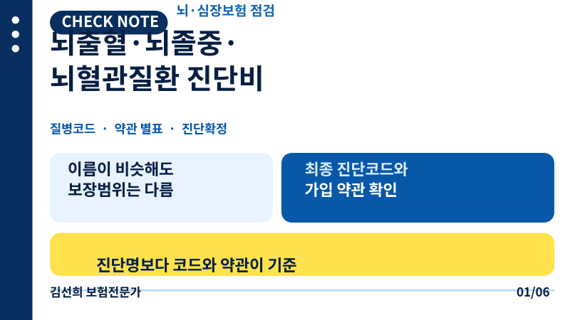 뇌출혈·뇌졸중·뇌혈관질환 진단비 차이, 질병코드와 보험금 확인법