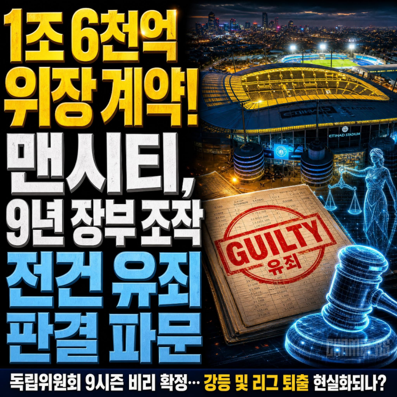 맨시티, 1조 6천억 '위장 계약' 유죄 판결! 리그 퇴출 현실화되나?