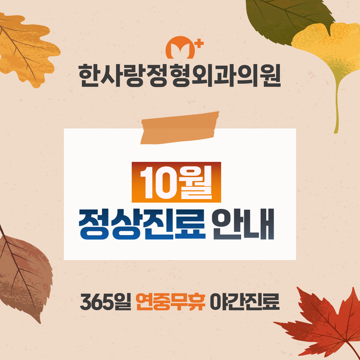 대전 정형외과 토요일, 일요일, 공휴일 야간 진료하는 병원 10월 진료안내