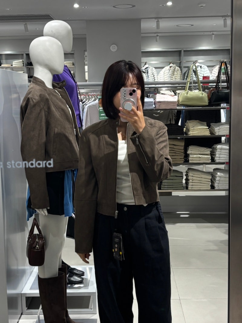 무신사 스웨이드 자켓 입어봄 우먼즈 레이서 재킷 브라운 실물핏 후기