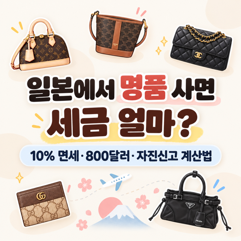 일본에서 명품 사면 세금 얼마?｜10% 면세·800달러·자진신고 계산법