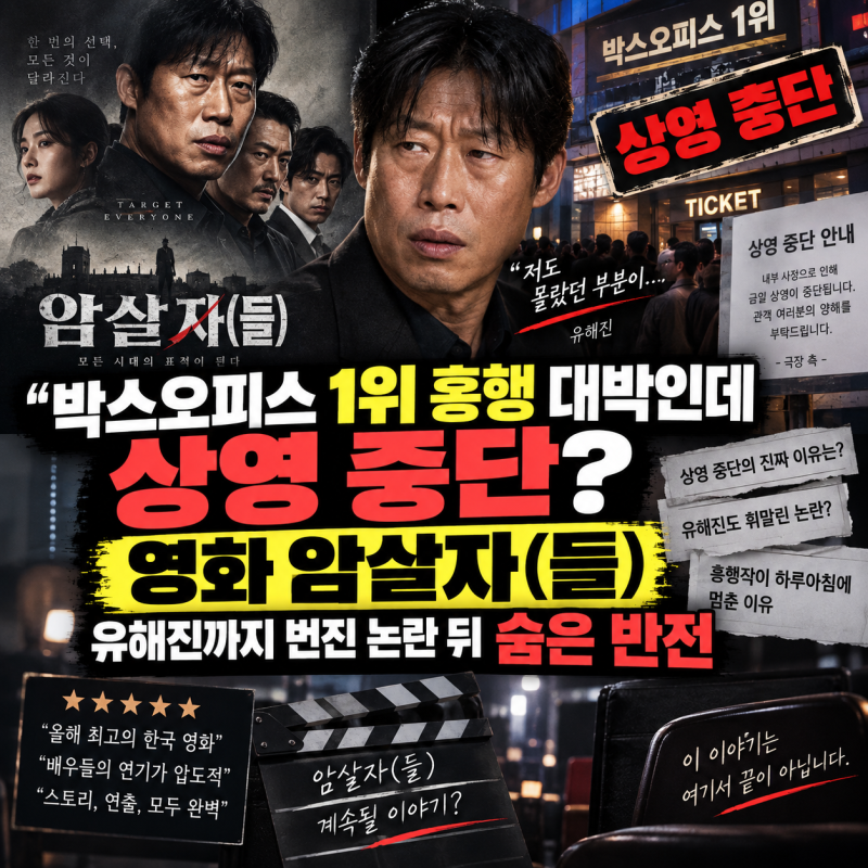 "박스오피스 1위 흥행 대박인데 상영 중단?" 영화 암살자(들) 유해진까지 번진 논란 뒤 숨은 ....