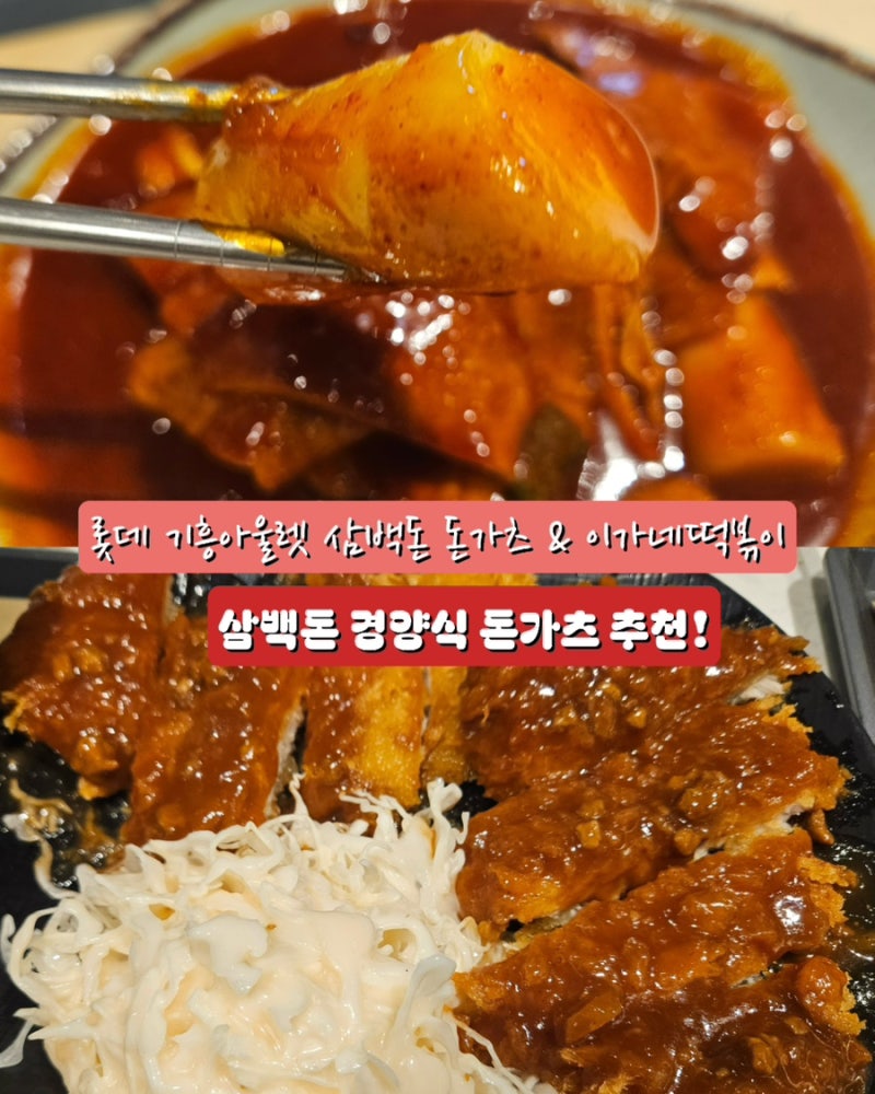 기흥 롯데아울렛 푸드코트 맛집 ‘삼백돈 돈가츠’ ‘이가네떡볶이 ’ 애견동반 식사가능 ....