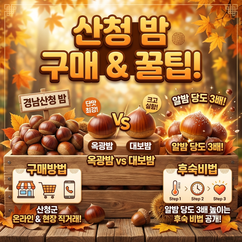 경남산청 밤 구매방법, 옥광밤 vs 대보밤, 알밤 당도 3배 높이는 후숙비법