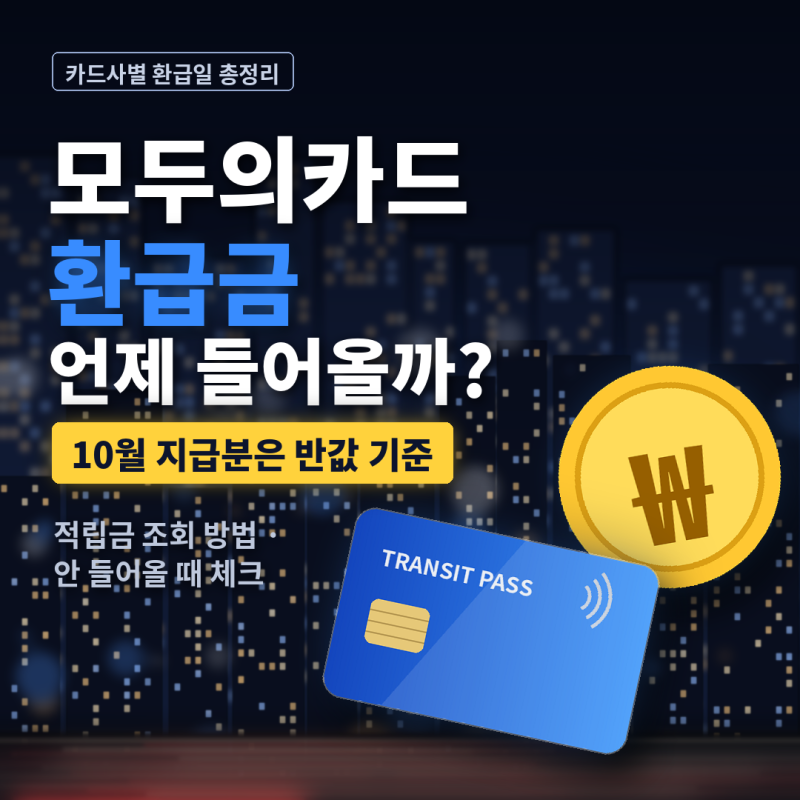 모두의카드 환급금 언제 들어올까? 카드사별 환급일 총정리 | 10월 지급분은 반값 기준, 적립....