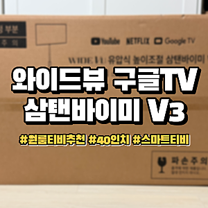 원룸 티비 추천 와이드뷰 40인치 구글TV 삼탠바이미 V3 설치 후기