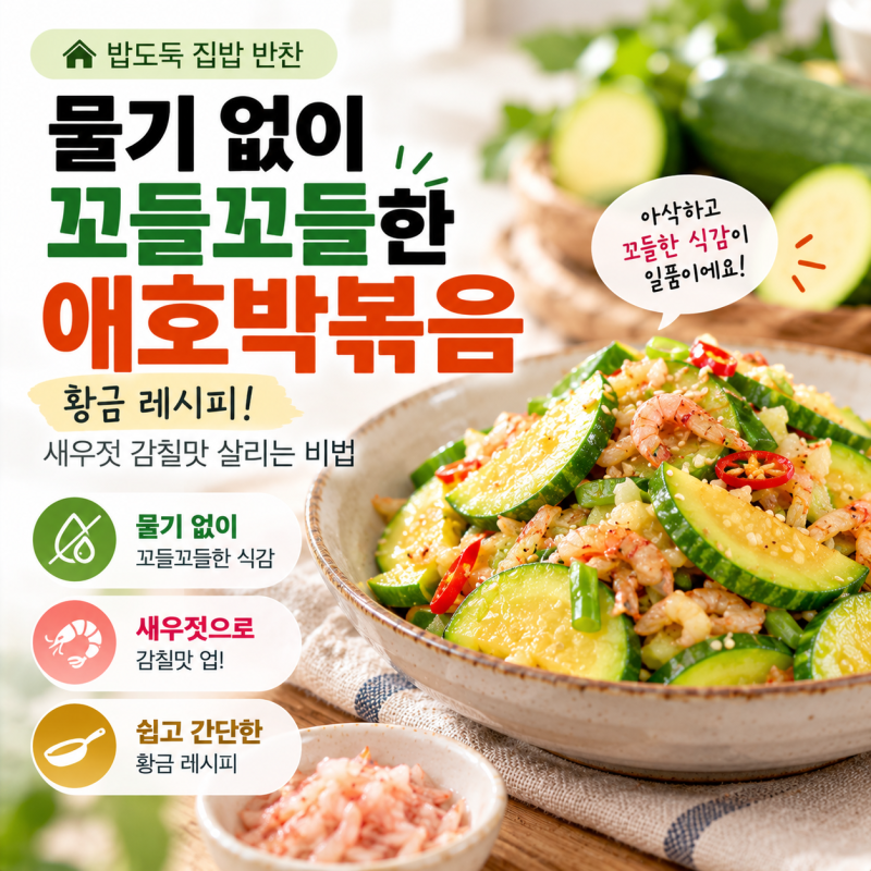 [밥도둑 집밥 반찬] 물기 없이 꼬들꼬들한 애호박볶음 황금 레시피! 새우젓 감칠맛 살리는 비....