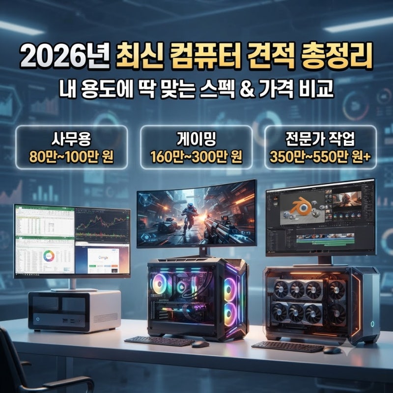 "컴퓨터 스펙 및 가격 비교, 2026년 이대로만 사면 호구 안 잡힙니다" "2026년 컴퓨터 견적 완벽 ....