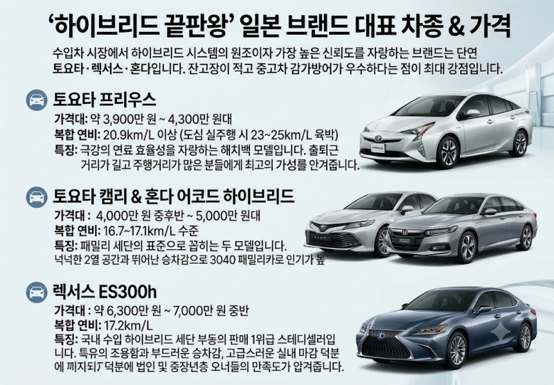 수입 하이브리드 자동차 추천 종류 총정리! 연비·가격·유지비 완벽 비교 가이드