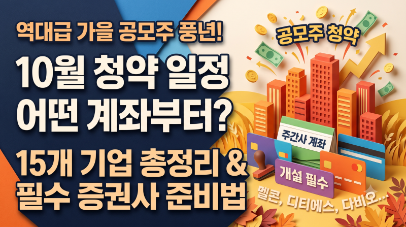 【10월 공모주 청약 일정】 역대급 어떤 계좌부터 만들어야 할까? (ft. 15개 기업 총정리)