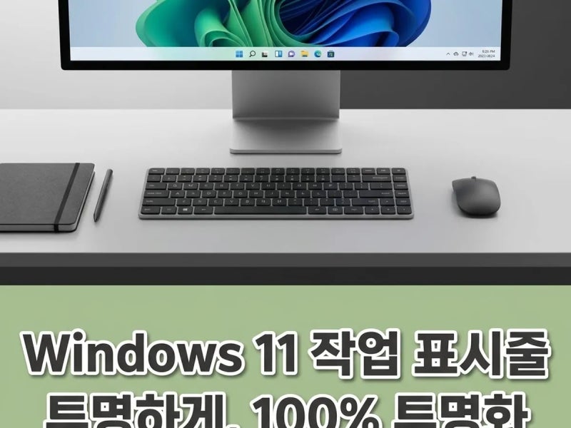 윈도우 11 작업 표시줄 투명하게, 100% 투명화 방법은?!