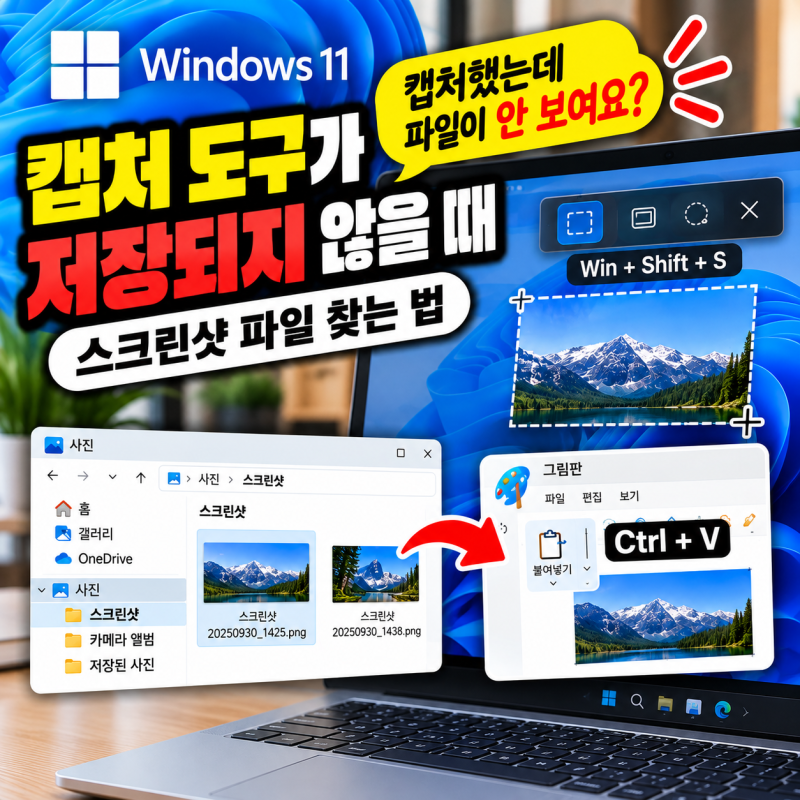 윈도우 캡처 도구가 저장되지 않을 때｜스크린샷 파일 찾는 법