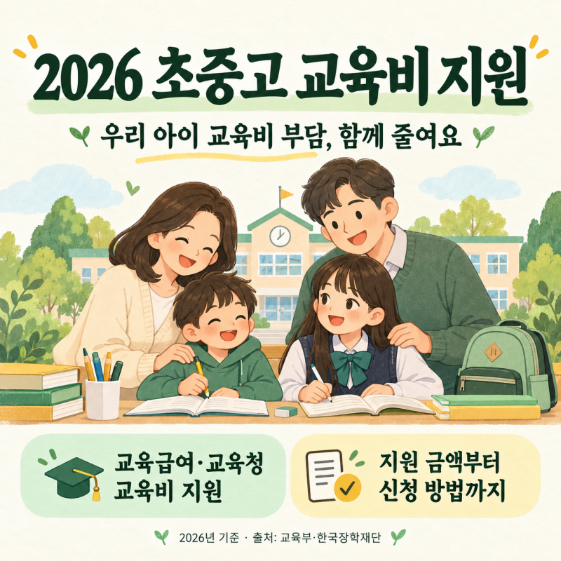 2026년 초중고 교육비 지원 교육급여 72만원 혜택과 신청 기준 안내