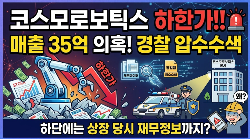 코스모로보틱스 하한가 이유! 허위매출 35억 의혹, 상장 과정까지 번진 이유