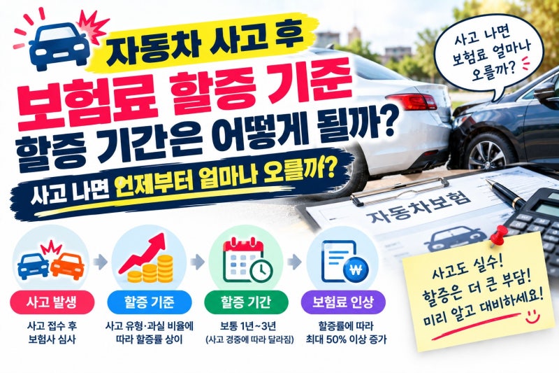 자동차 사고 후 보험료 할증 기준 할증 기간은 어떻게 될까? 사고 나면 언제부터 얼마나 오를....