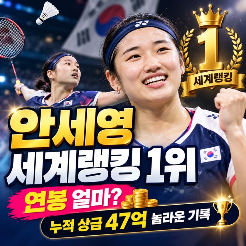 안세영 세계랭킹 1위 연봉 얼마? 누적 상금 47억 놀라운 기록