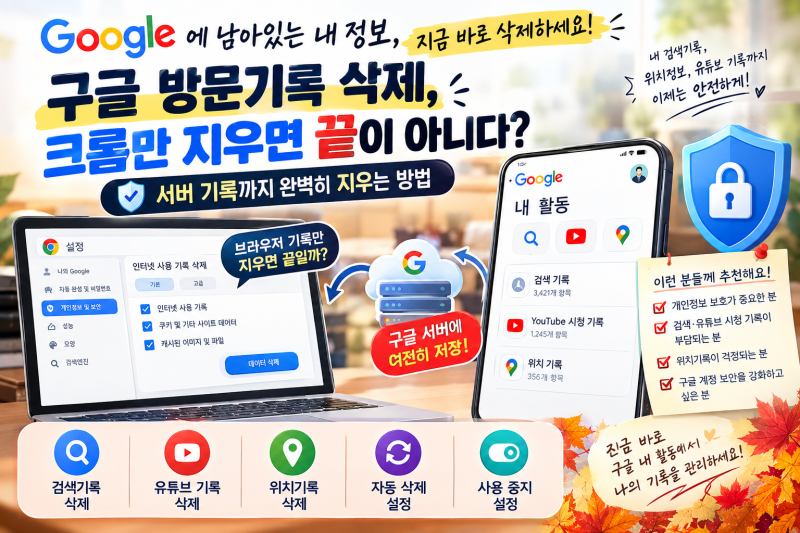 구글 방문기록 삭제, 크롬만 지우면 끝이 아니다? 서버 기록까지 완벽히 지우는 법