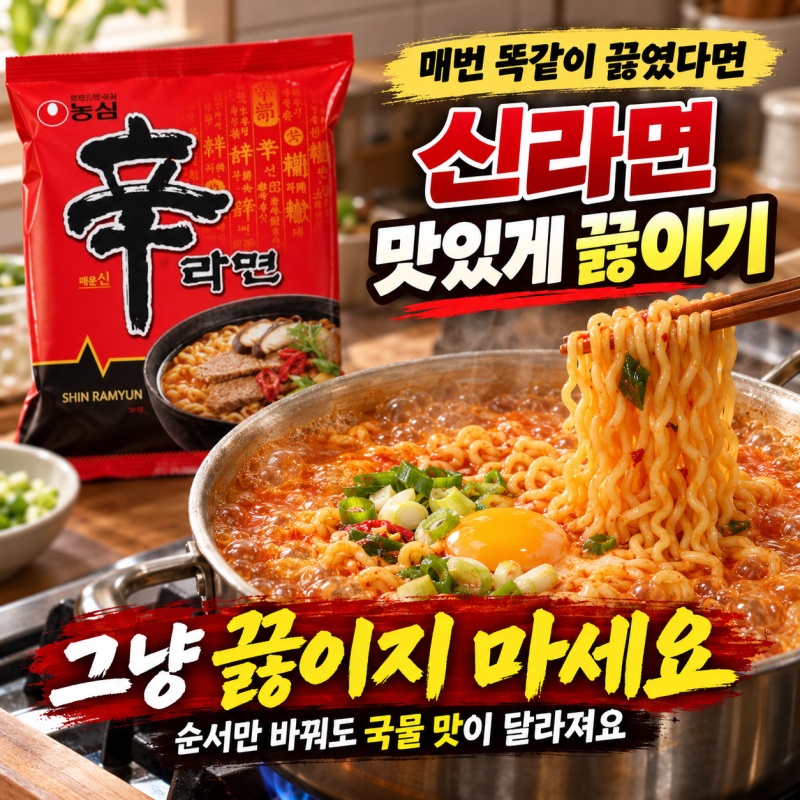 신라면 맛있게 끓이기, 분식집처럼 꼬들하게! 국물 맛 살리는 재료와 끓이는 순서