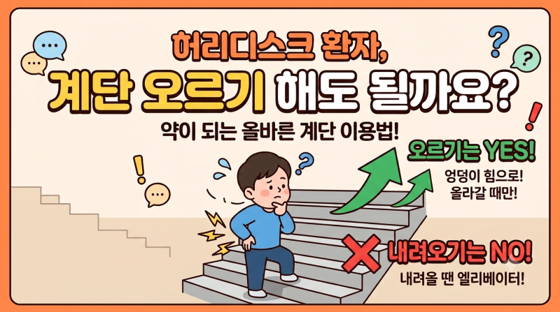 [허리디스크]허리디스크 환자, 계단 오르기 해도 될까요?