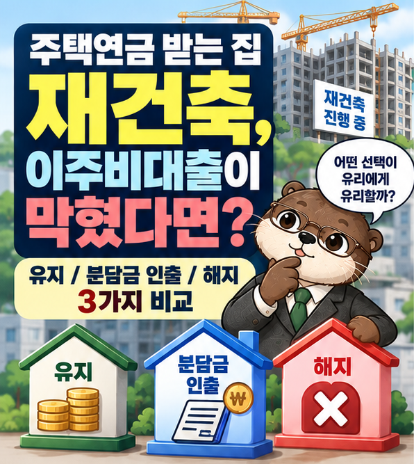 주택연금 받던 집 재건축, 이주비대출이 막혔다면? 유지·분담금 인출·해지 3가지 계산