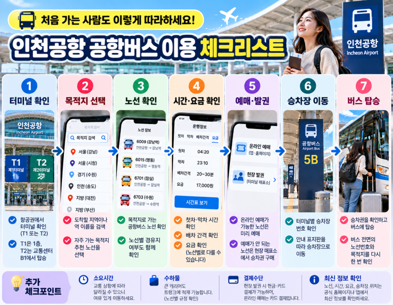 인천공항 공항버스 타는 법 - T1·T2 승차장부터 예매·발권까지