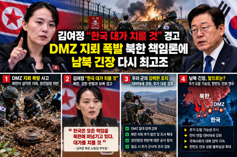김여정 ‘한국 대가 치를 것’ 경고｜DMZ 지뢰 폭발 북한 책임론에 남북 긴장 다시 최고조