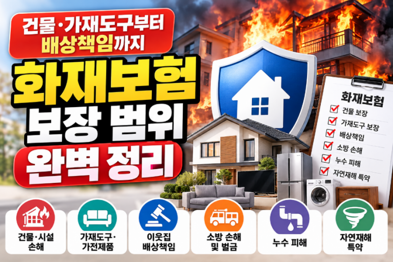 화재보험 보장 범위 완벽 정리: 건물·가재도구부터 배상책임까지